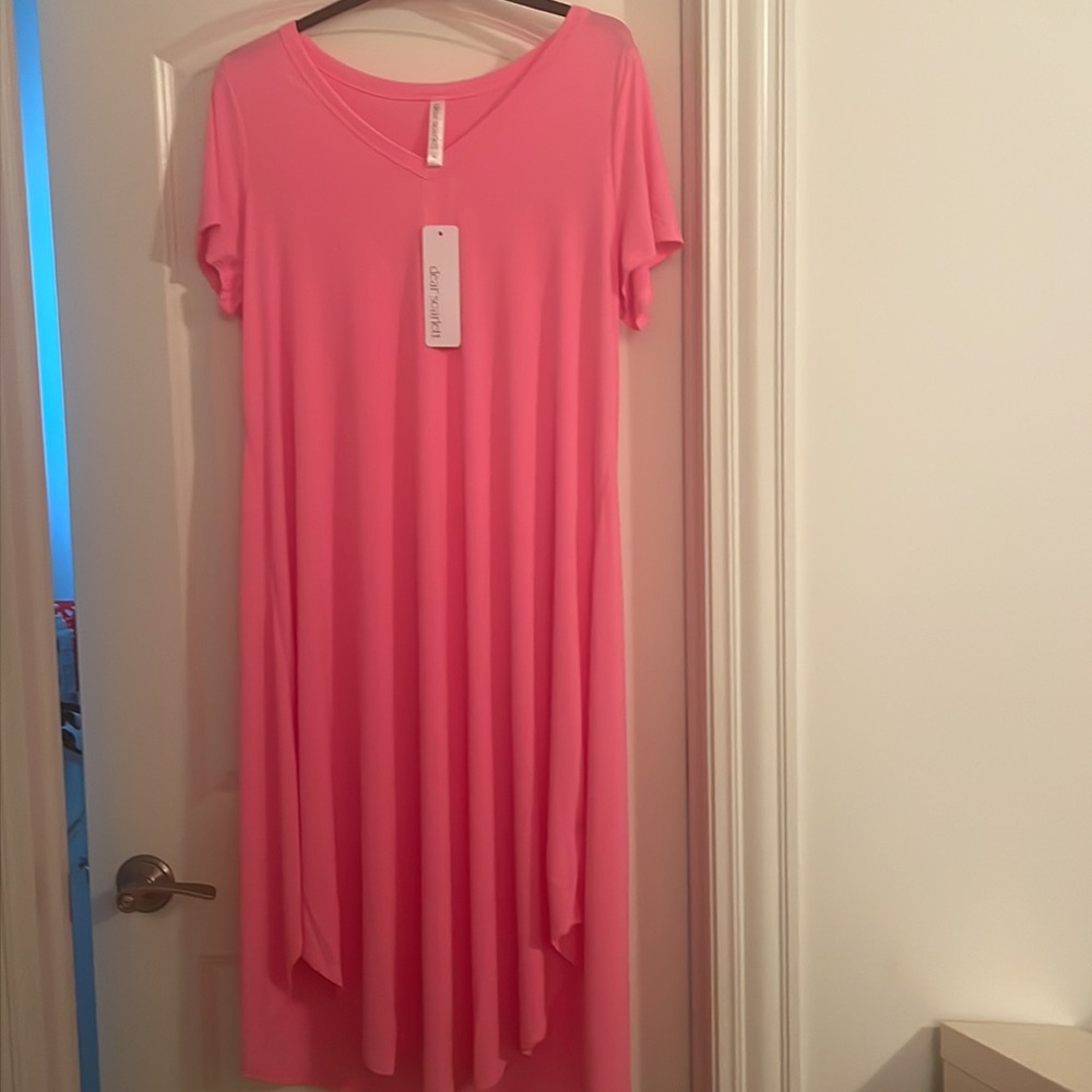 NEW Dear Scarlett Dolman Sleeve Maxi Dress in Neon Pink - Picture 8 of 9